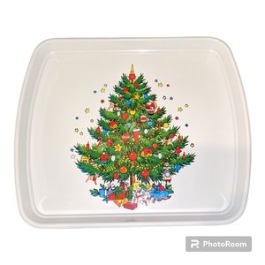 Vintage MCM Christmas Tree Tray Vintage Ullman Holiday Cookie Serving Platter